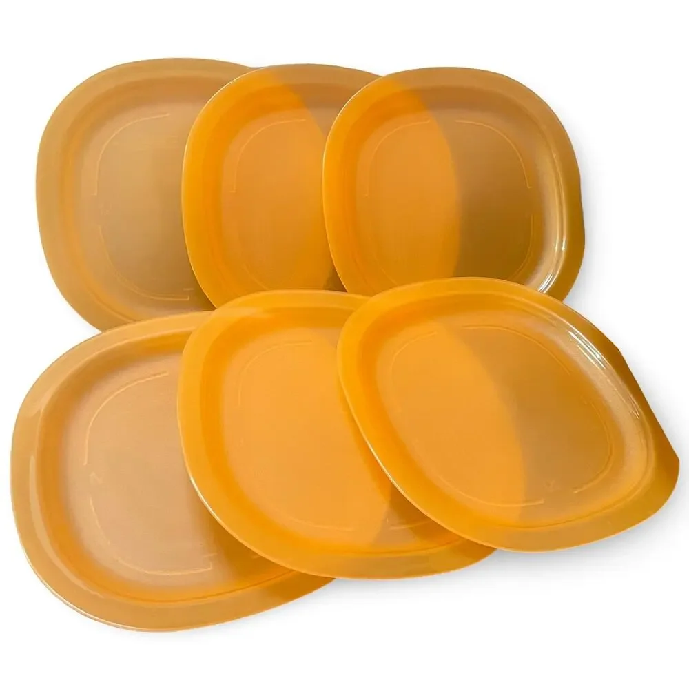 Tupperware 3398B Luncheon Plates Set of 6 Orange 9.5